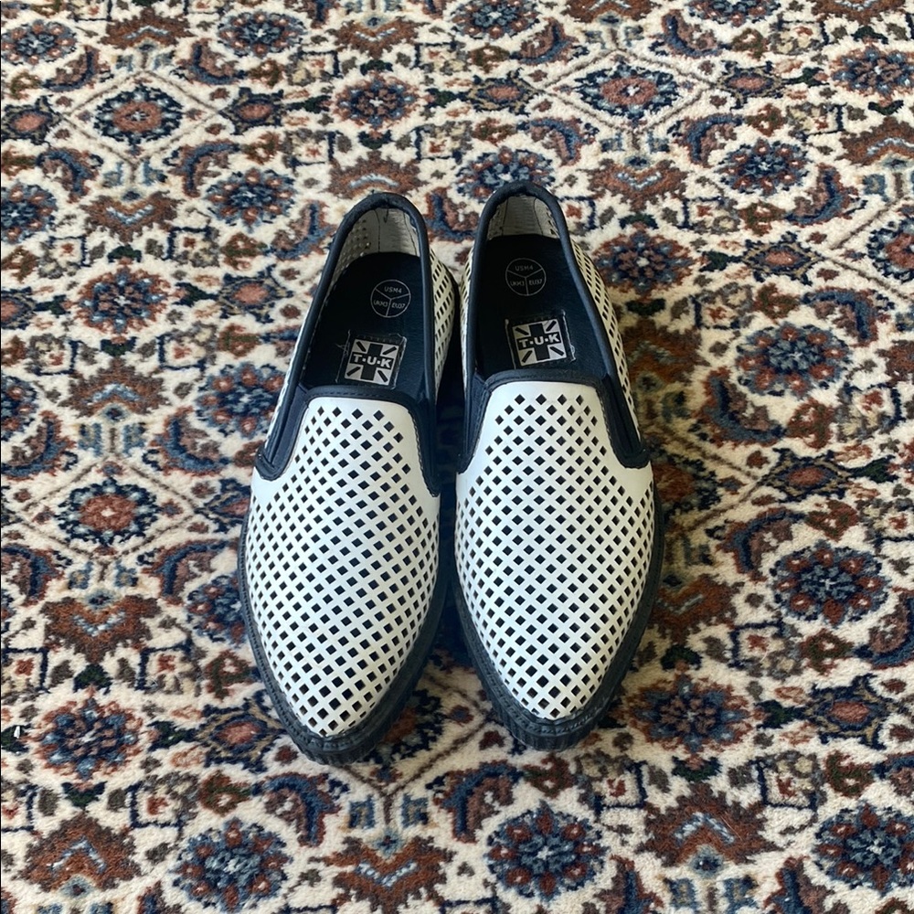 T.U.K Black and White Loafers